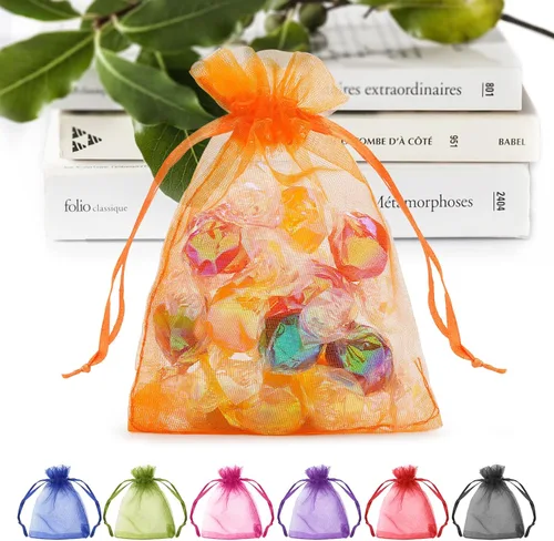 Miniatura 17 de ANZNKU Paquete de 50 bolsas de organza multicolor de 3 x 4 pulgadas, mini bolsas de regalo para regalos de Pascua, día de la madre, bolsa de joyería