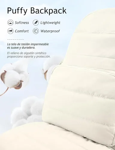 Miniatura 6 de Mochila de viaje Uselike para mujeres, mochila para portátil de 15.6 pulgadas, mochila universitaria acolchada, mochilas de trabajo bonitas, Beige