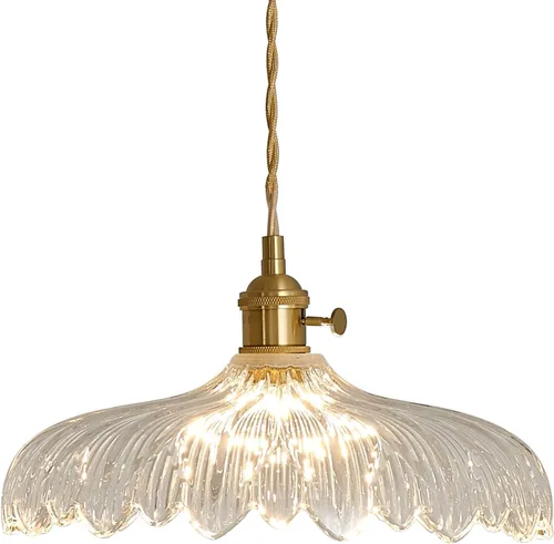 Miniatura 12 de Lámpara colgante, 9.8 pulgadas, luces colgantes para isla de cocina, cable trenzado, lámpara colgante de flores, lámpara colgante vintage, lámpara