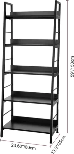 Miniatura 3 de Homdox Estantería de escalera de 5 niveles, estantería industrial de madera y metal, soporte para plantas y flores, estante de almacenamiento