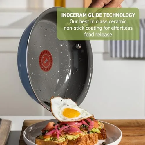 Miniatura 4 de T-Fal Preserve Ceramic, juego de utensilios de cocina antiadherentes de 13 piezas, apto para horno y asador hasta 350°F, incluye olla de cocción Azul