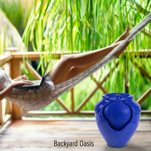 Miniatura 5 de Pure Garden - Fuente de agua para frascos, para interiores o exteriores, con aspecto de cerámica, función de agua de resina con bomba eléctrica
