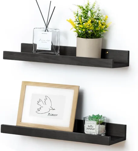 Miniatura 35 de FLYJOE Estante de repisa de fotos para pared, 24 pulgadas de madera de fresno maciza, estantes para libros de guardería, estantes flotantes