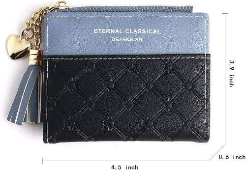 Miniatura 3 de Cartera para mujer, pequeña, compacta, plegable, cartera RFID, tarjetero para tarjetas de crédito, mini cartera de bolsillo plegable