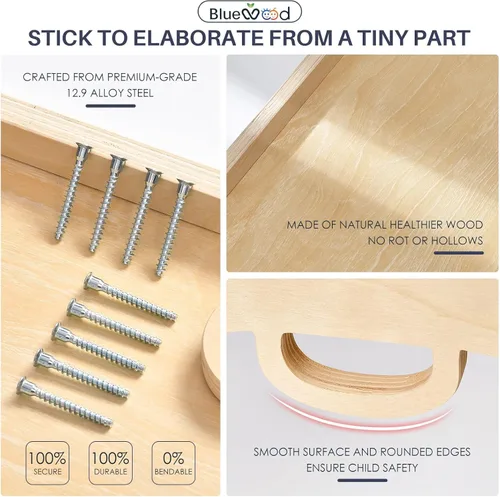 Miniatura 4 de BlueWood Pikler - Juego de triángulos plegables de madera para niños, juguetes de escalada para interiores, parque infantil en la selva, gimnasio