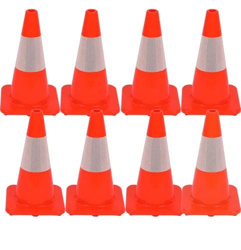 Miniatura 10 de BESEA Conos de tráfico de 12 pulgadas, conos de entrenamiento de fútbol, cono de estacionamiento de carretera con collar altamente reflectante de 4