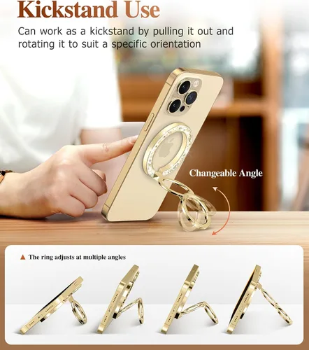 Miniatura 4 de GVIEWIN Soporte Magnético para Anillo de Teléfono, Compatible con MagSafe Agarre de Teléfono con Soporte Ajustable, Soporte Magnético de Anillo
