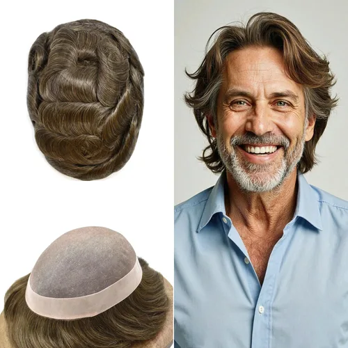Miniatura 19 de Mens Toupee Hair Piece For Men Fine Mono Men Hair System Toupee For Men Hair Piece Real Human Hair System For Men Protesis Capilar Para Hombre 6x9