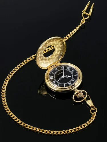 Miniatura 6 de Mudder - Reloj vintage de cuarzo para bolsillo con números romanos y cadena