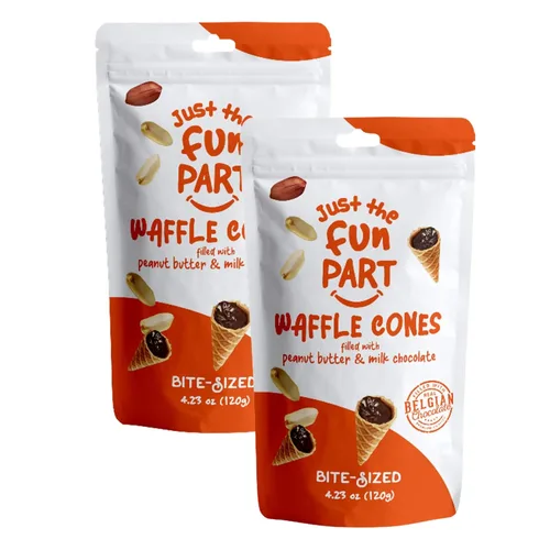 Miniatura 16 de Just The Fun Part Mini conos de gofre crujiente de tamaño bocado Rellenos con chocolate belga premium Excelentes para bocadillos, postres