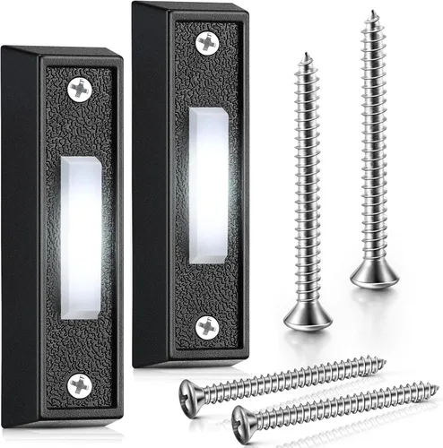 Miniatura 13 de Saillong 2 botones de timbre iluminados, botón pulsador de timbre con cable, timbre de repuesto montado en la pared de garaje con luz LED compatible