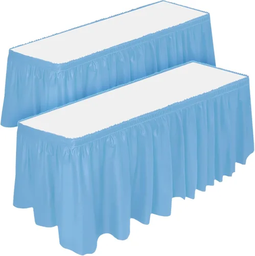 Miniatura 18 de DecorRack Paquete de 2 faldones de mesa, 29 pulgadas x 14 pies cada uno, sin BPA, desechables, reutilizables, falda rectangular para mantel
