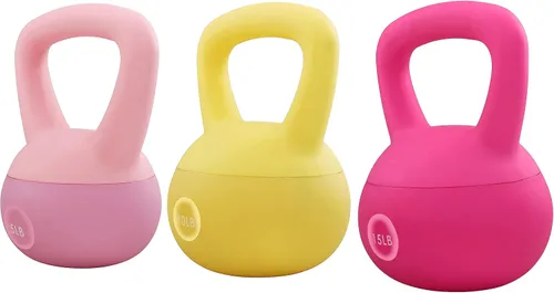 Fitvids Pesas rusas suaves, con relleno de arena de mar y hierro para mujeres y hombres, pesas rusas de vinilo suave codificadas por colores, varios