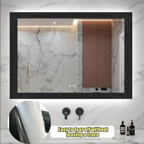 Miniatura 7 de Papel tapiz autoadhesivo de PVC con vetas de madera negra, impermeable y removible, borde decorativo para pared de cocina o baño, 4.2 x 390 pulgadas
