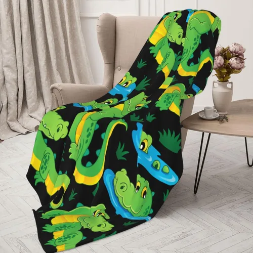 Miniatura 4 de Manta suave de cocodrilo de cocodrilo para todas las estaciones, manta gruesa y cálida de franela para cama, sofá o sillón, 50 x 40 pulgadas