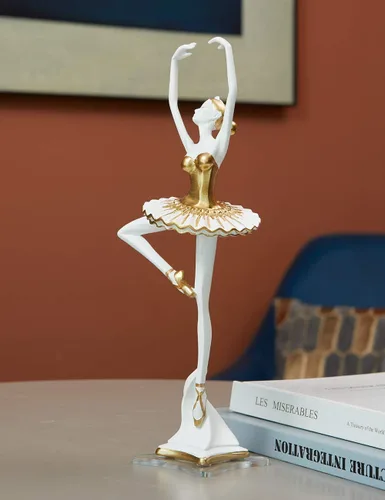 Miniatura 8 de HAUCOZE Estatua de bailarina de bailarina, escultura de yoga, decoración moderna del hogar, regalo para sala de estar, oficina, poliresina, 12