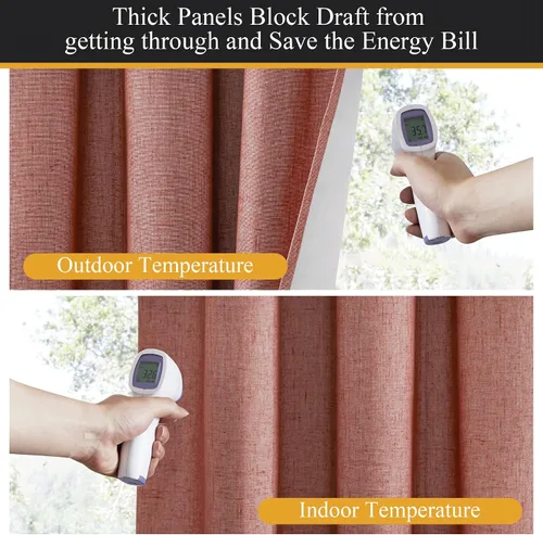 Miniatura 7 de RYB HOME Cortinas 100% opacas con forro blanco, cortinas de lino natural, cortinas de servicio Haeavy Duty, tratamiento de ventana con aislamiento