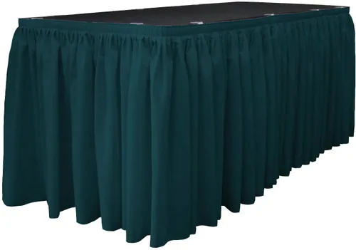 Miniatura 30 de LA Linen Falda de mesa de popelina de poliéster para mesas rectangulares, tela plisada para banquetes de boda, 14 pies por 29 pulgadas de largo