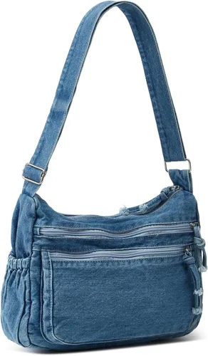 Miniatura 4 de Bolso de hombro grande retro para mujer de lona de denim, bolso cruzado de denim, bolso ligero informal, bolso de mano con asa superior