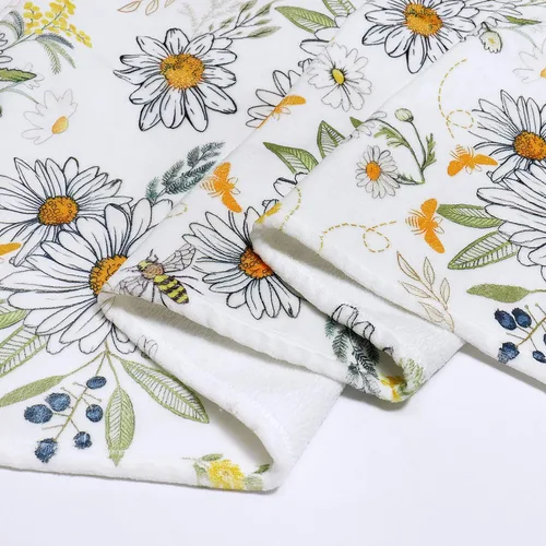 Miniatura 7 de Tupmnbry Manta floral de margaritas y girasoles, manta de franela súper suave, manta de cama ligera y esponjosa para cama, sofá y viajes, 50 x 60