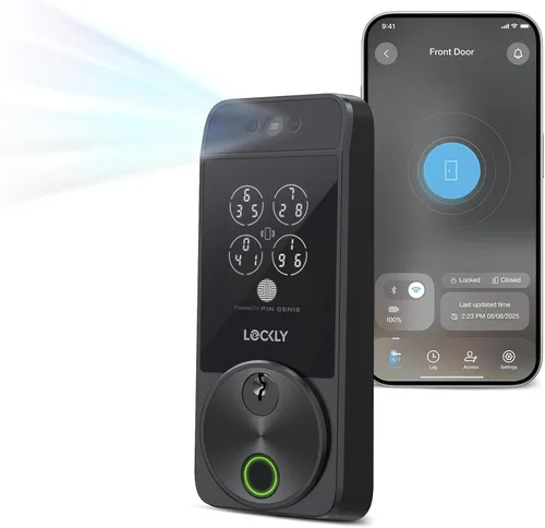 Miniatura 10 de Lockly Visage Zeno Series Smart Lock, reconocimiento facial y huella dactilar, cerradura de puerta de entrada sin llave, cerrojo Wi-Fi integrado