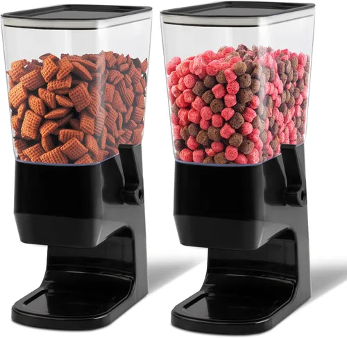 Miniatura 14 de Dispensador de cereales para encimera, 1 paquete, dispensador de alimentos secos, organizador de aperitivos, recipientes delgados de almacenamiento