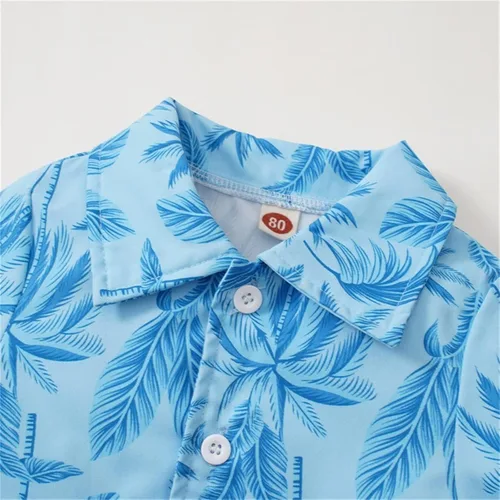 Miniatura 5 de ropa de niños de 2 a 4 años niños de manga corta dibujos animados hojas estampados camiseta tops pantalones cortos playa niño niños
