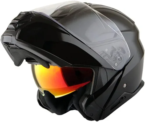 Miniatura 12 de Martian Casco modular de cara completa para motocicleta, protector solar con doble visera: HG362 azul amarillo