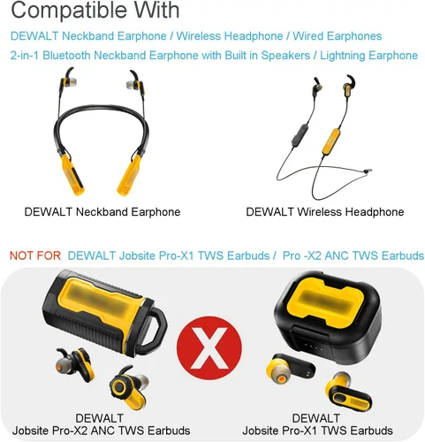 Miniatura 3 de Klowcok Puntas de silicona de repuesto para auriculares DEWALT con banda para el cuello, no para auriculares DEWALT TWS, almohadillas suaves