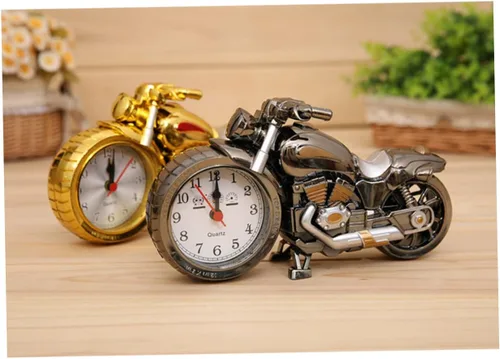 Miniatura 7 de IMIKEYA Reloj despertador para motocicleta, reloj despertador vintage, movimiento de cuarzo, estilo vintage para niños, reloj de motocicleta único