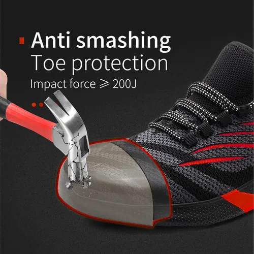 Miniatura 3 de Zapatos de trabajo de seguridad ligeros con cordones antideslizantes para mujer, con puntera de acero, zapatos de tenis industriales