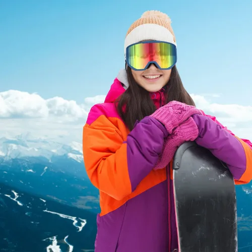 Miniatura 6 de EXP VISION Gafas de esquí/snowboard para hombres y mujeres, gafas de nieve OTG antiniebla con protección UV Marco azul rojo