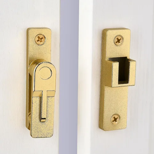 Miniatura 5 de INIRET Cerradura de puerta de granero abatible de 180 grados, cerraduras doradas resistentes para puerta, cerradura de cerrojo de seguridad