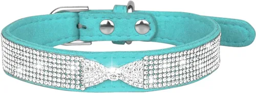Miniatura 36 de Lindo collar para perro con diamantes de imitación brillantes, elegante collar de cristal diamante con purpurina bonita joya suave collares