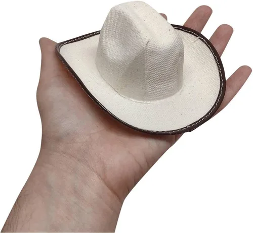 Miniatura 2 de Mini sombrero de vaquero, 2 pulgadas de alto, paquete de 12, Beige