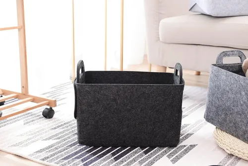 Miniatura 2 de Minoisome - Canasta organizadora de fieltro plegable y práctica con asas, para oficina, dormitorio, armario, habitación de bebé, juguetes, DVD