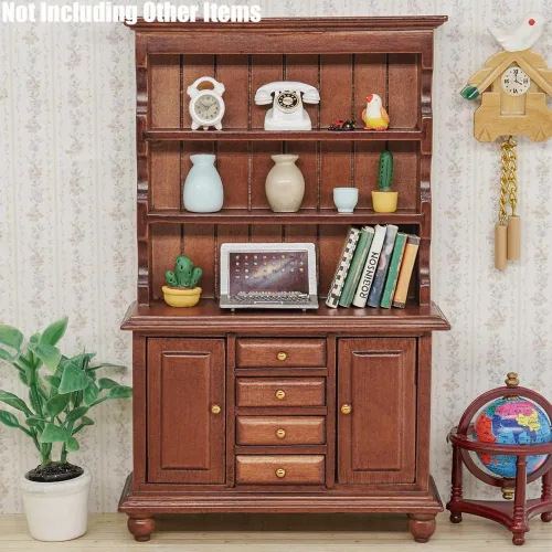 Miniatura 2 de Odoria 1/12 - Muebles en miniatura para casa de muñecas, color marrón