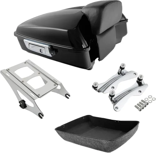 Miniatura 15 de TCMT Pestillos Negros de 10.7" para Maletero Cortado, Almohadilla de Respaldo, Luz Trasera LED con Señal de Giro Compatible con Harley Touring