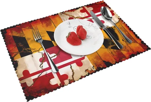 Miniatura 13 de Rectangular Placemats Set of 4, Heat Resistant Arizona Flag Printed Kitchen Dining Table Mats