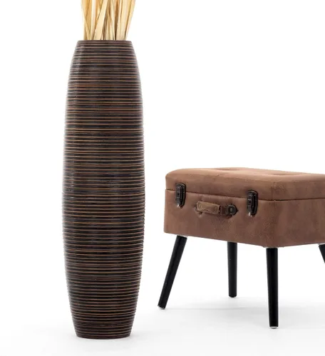 Miniatura 26 de Leewadee Jarrón grande negro para decoración del hogar, de madera, de 26 pulgadas de alto, decoración de granja, soporte para flores para plantas