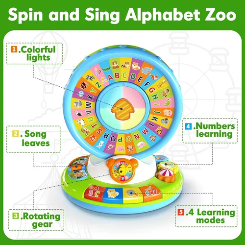 Miniatura 4 de Duchong - Juguete educativo para niños de 1, 2, 3 años, niños y niñas, zoológico de alfabeto que gira y canta con sonidos, juguetes educativos