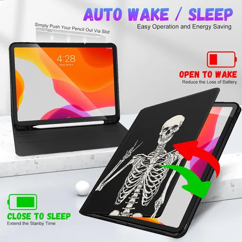 Miniatura 5 de Uppuppy Funda para iPad Air de 11 pulgadas (M2/M3), Air 5ª/4ª Generación 10.9, Pro 11'' Funda Linda para Niños Mujeres Niñas Folio Esqueleto 2-sí