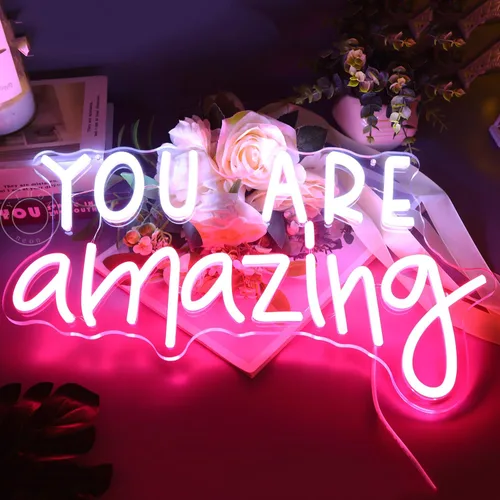 Miniatura 7 de SYLHOME Letrero de Luz LED de Neón "You Are Amazing" 5V para Dormitorio de Niñas y Niños, Sala de Estar, Aula, Decoración de Pared, Letrero