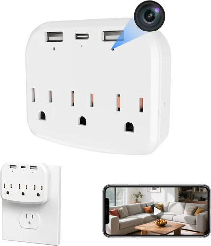 Cámara de salida de pared WiFi oculta 1080P con soporte para teléfono, cámara de niñera interior 5G/2.4G de doble banda, monitor inteligente
