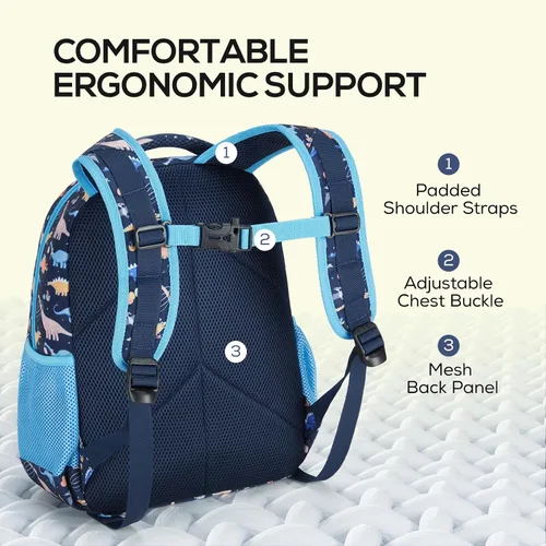 Miniatura 5 de mommore Mochila para niños con múltiples compartimentos, Dinosaurio, Mediana, Mochilas de viaje