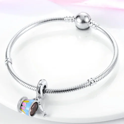 Miniatura 88 de Pandach Dijes colgantes de plata de ley 925 para pulseras y collares, dijes colgantes de Madonna con cuentas de girasol, joyería para mujer