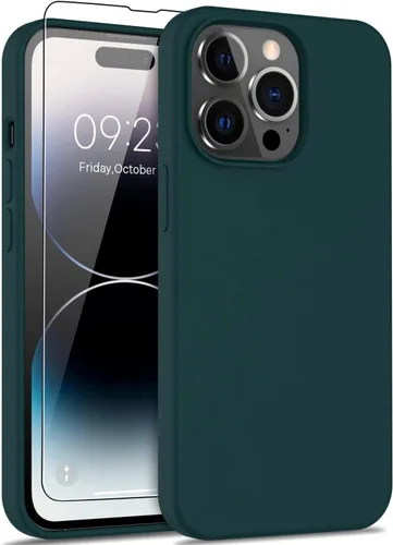 Miniatura 61 de bemal Funda para iPhone 14 Pro con protector de pantalla, silicona líquida de ajuste delgado, forro de microfibra suave, diseñada para mujeres