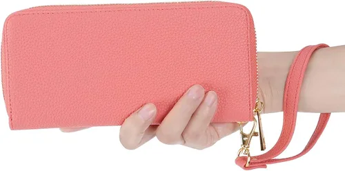 Miniatura 7 de HAWEE Cartera larga de cuero con cremallera para teléfono celular, tarjetero, monedero