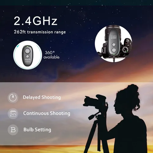 Miniatura 3 de AODELAN Control remoto de liberación de obturador inalámbrico para Nikon D750, D5300, D5600, D7200, D7500, Z6, Z7, Z9, D800, D850, Coolpix P1000