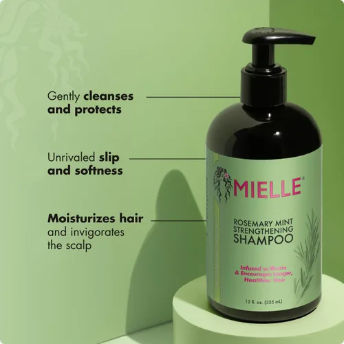 Miniatura 3 de Mielle Organics - Champú fortalecedor de romero y menta con biotina - Champú hidratante para cabello de mujeres y hombres para limpiar suavemente